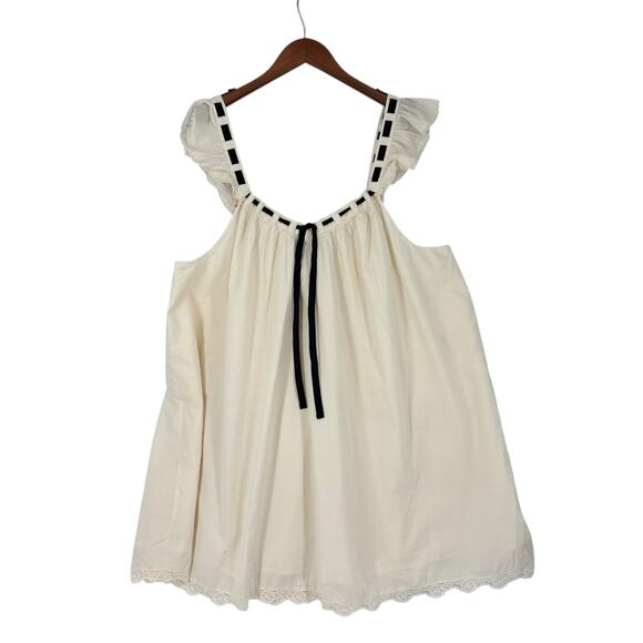 Aerie Femme Bow Nightie New With Tags Size XXL Off White Cotton - Picture 7 of 16